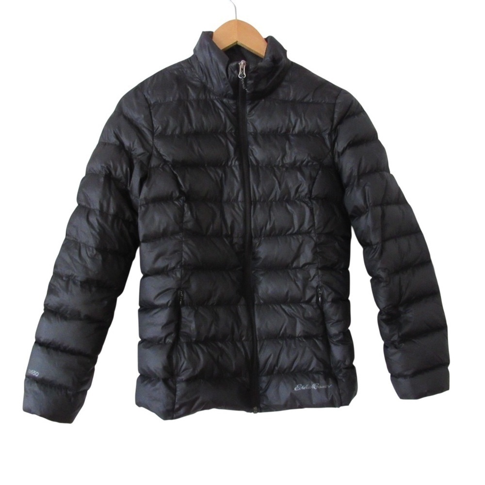 Eddie Bauer Womens Down Jacket Small Black EB650 Puffer Gorpcore Outdoors Warm